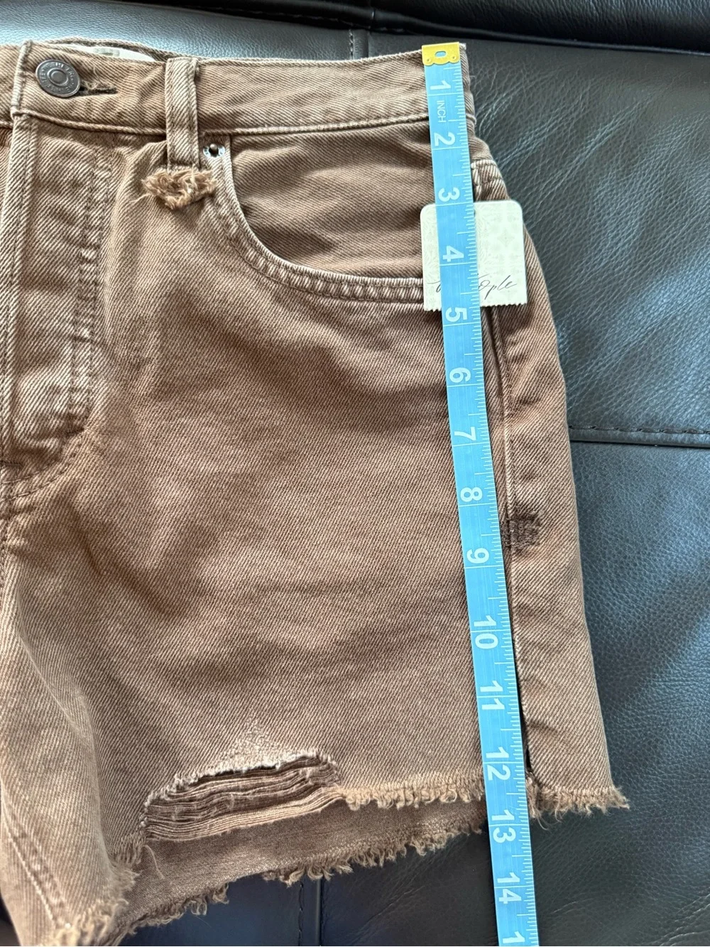 FREE PEOPLE We The Free Makai Ripped Cutoff Chocolate Denim Shorts 25